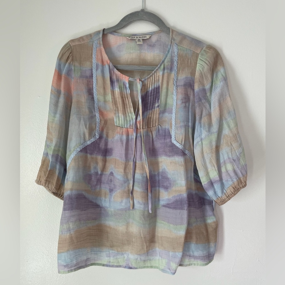 Zac & Rachel Pastel Striped Blouse with Tie Front